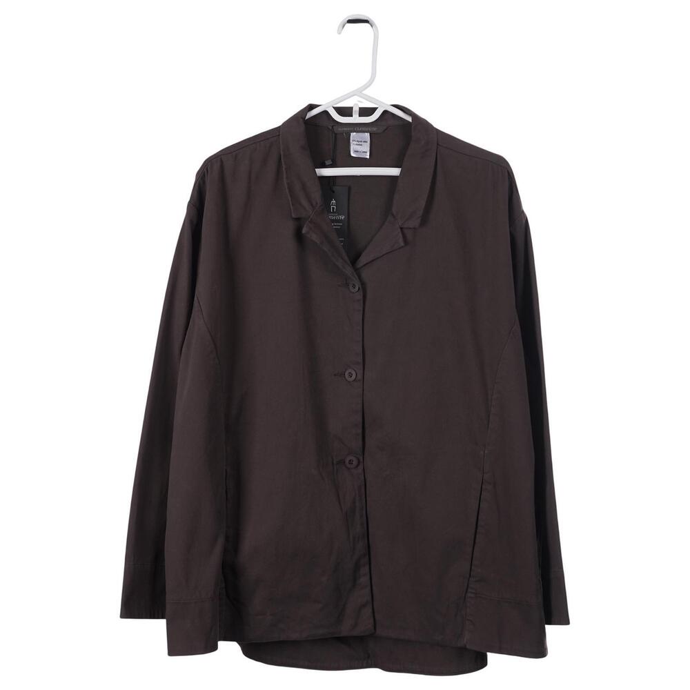 NWT ELEMENTE CLEMENTE Jacket 4/XL Brown Organic Cotton Button Up Pockets Casual